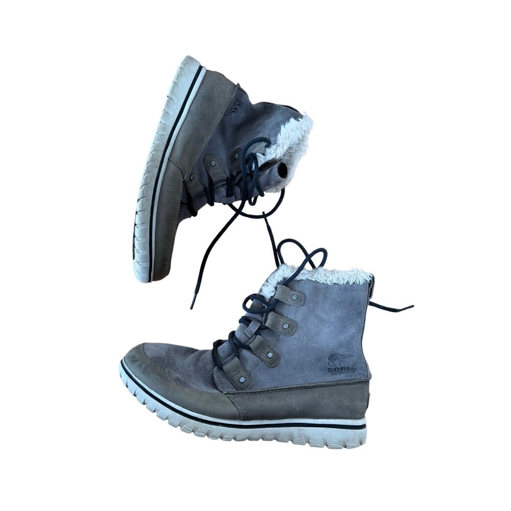 Sorel boots cozy Joan Shearling snow boot waterproof grey suede